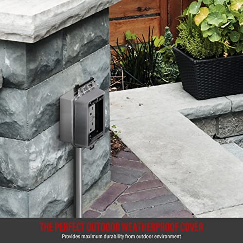 Enerlites Iuc1V-D-2Pcs Extra-Duty In-Use Weatherproof Outdoor Decorator Gfci Receptacle Outlets, 1-Gang 6.1” H X 3.4” W X 2.8” D, Clear Cover (2 Pack), 2 Count #TOP5