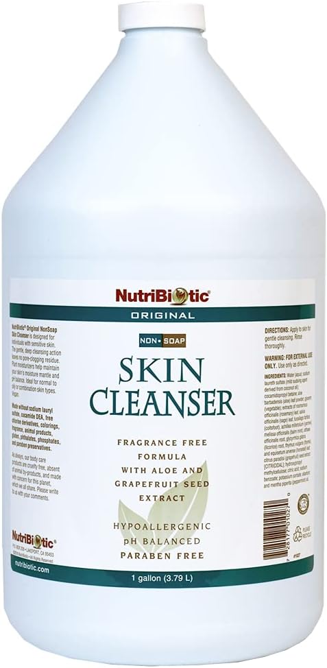 NutriBiotic Original Non-Soap Skin Cleanser, 1 Gallon | Fragrance Free with GSE | pH Balanced, Hypoallergenic & Biodegradable | Free of Parabens, Fragrance, Phosphates, SLS, Dyes, & Colorings