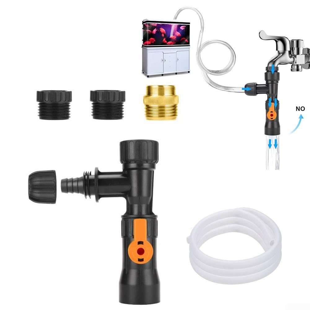Changeur d'eau pour aquarium avec aspirateur à gravier et connecteur de robinet, convient pour le nettoyage d'aquarium et le remplacement facile de l'eau, compatible avec les tailles de robinet