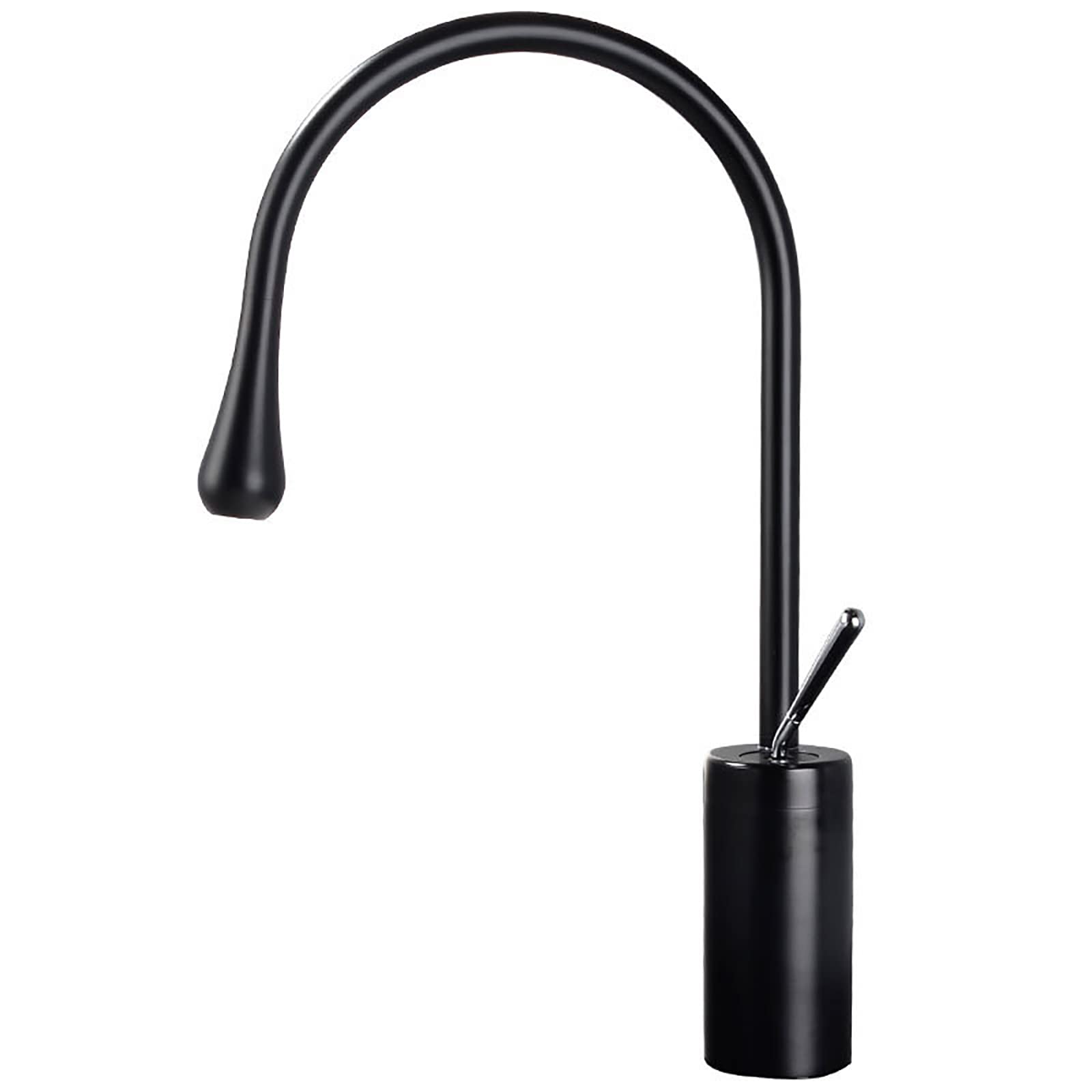 Grifo de baño negro de latón con caño giratorio 360 y monomando para lavabo de agua fría y caliente