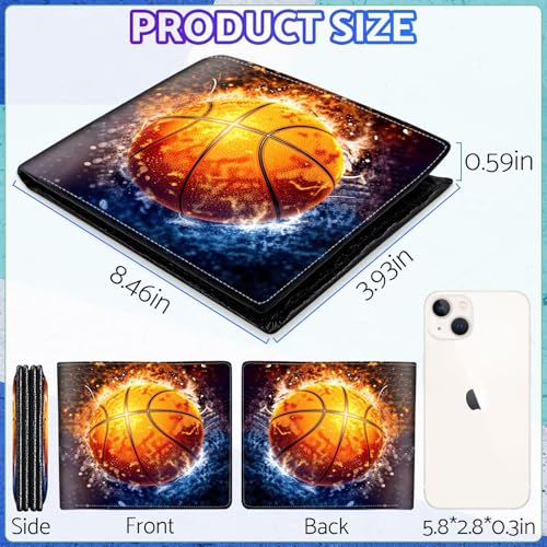 Image of Boys Wallet for Kids, Cool Kids Wallet for Boys Ages 8-10 9-12 11-15, Funny Basketball Leather Bifold Rfid Blocking, Coin Pocket Id Window for Teen Men Youth Guys Birthday Christmas Gifts