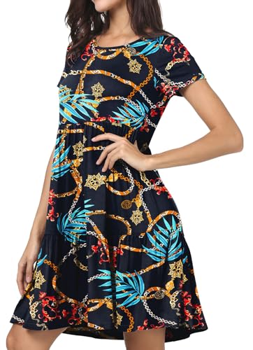 Image of levaca Womens Summer Casual Dresses Beach Coverup Loose Short Sleeve T Shirt Dress 2025 Midi Outfit Sundress