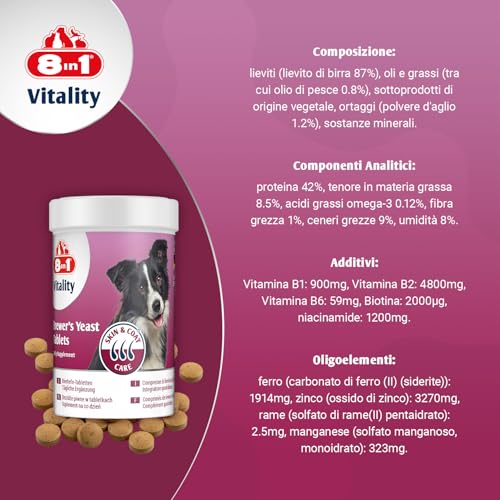 8In1 Compresse Di Lievito Di Birra Per Cani - Combinazione Unica Di Vitamine Per Tutti I Cani, Supporta La Cura Della Pelle E Del Pelo, 1 Lattina (260 Compresse) - 9