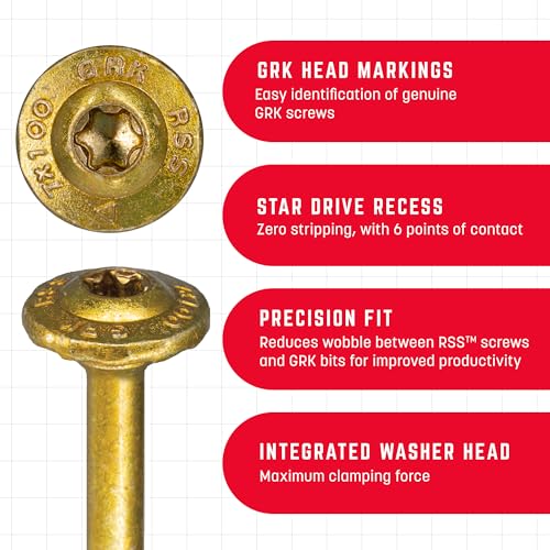 Image of GRK Fasteners RSS 5 /16 x 3-1 /2 Inch, Rugged Structural Screws, 100 PCS, Rust Resistant Climatek Coating, Interior and Exterior Use, Heavy-Duty Framing & Decking Screws, Fast Bite Tip with Star Drive