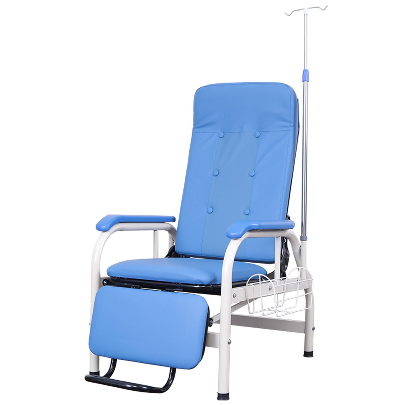 Vollliegender Empfangsstuhl mit verstellbarer Armlehne, Stahlrahmen, Phlebotomie-Stuhl, Infusionsstuhl für Labor, Geschäft
