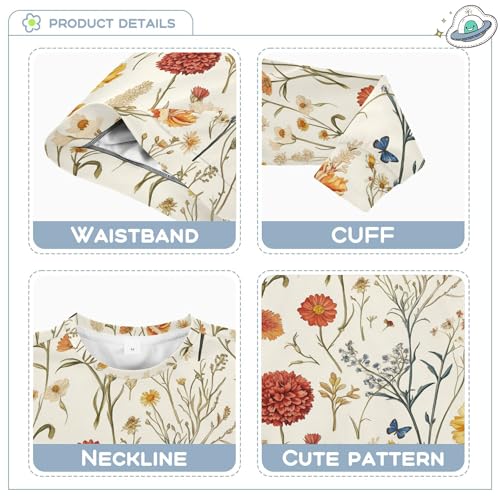 JUNZAN Autumn Flowers Carnation Butterflies Beige Kids Boys Sweatshirt Hoodie Fleece Hoodies for Girls Camping 4T3