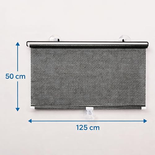 Image of Car Window Sun Shade Roller with UV Protection | Retractable Mesh Car Curtain with Suction Cups for Side Windows and Home Glass | Heat Shield Privacy Cover for Travel