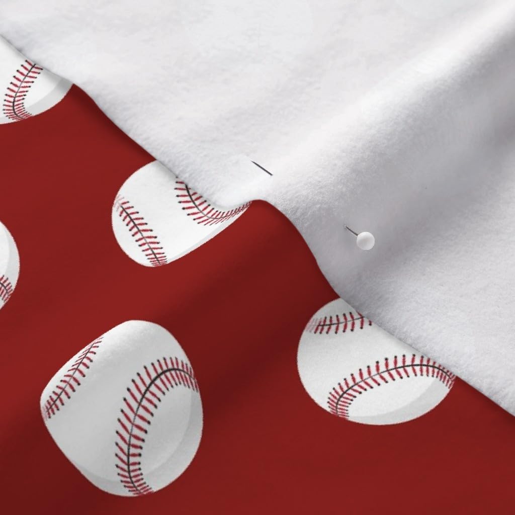Spoonflower Fabric - Baseballs Dark Red Baseball Sport Sports Spring Ball Printed on Polartec(R) Fleece Fabric Fat Quarter - Sewing Blankets Loungewear and No-Sew Projects