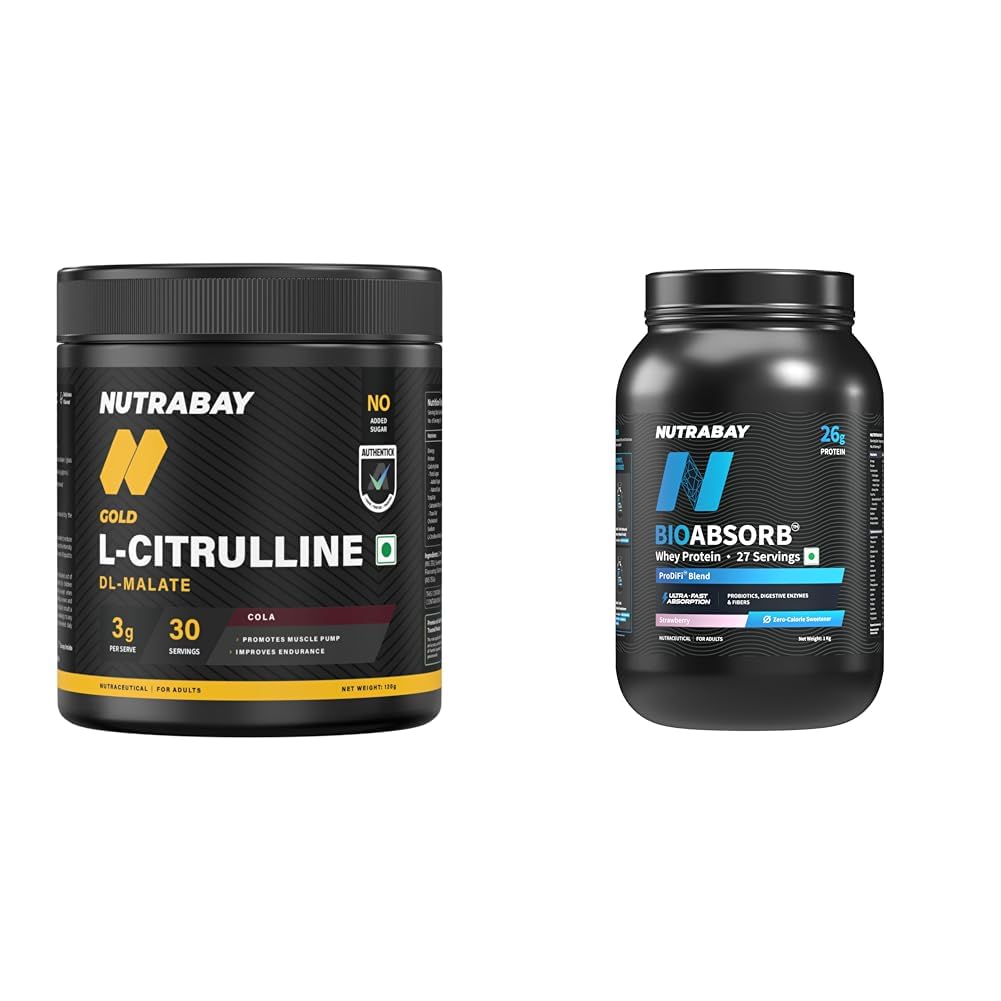 Nutrabay Gold Citrulline Malate 2:1 Supplement Powder 120g, Cola Flavor – Boosts Nitric Oxide – Pr | Nutrabay BioAbsorb™ Whey | ProDiFi™ for Ultra-Fast Absorption | 26g Protein | Strawberry, 1kg | No-image-14