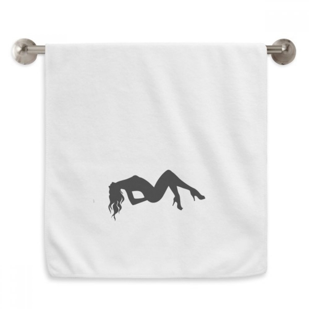 Serviette de toilette absorbante blanche motif silhouette fille 33x74cm