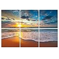 Ruonin.X Wall Art Panels, 6 Pack Decorative Sound Absorbing Wall Panels for Recording Studio and Home, Beach Sunset, 72x48 inch