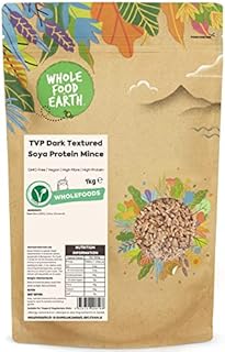 Wholefood Earth TVP Dark Textured Soya Protein Mince 1 kg | GMO Free | High Fibre | High Protein