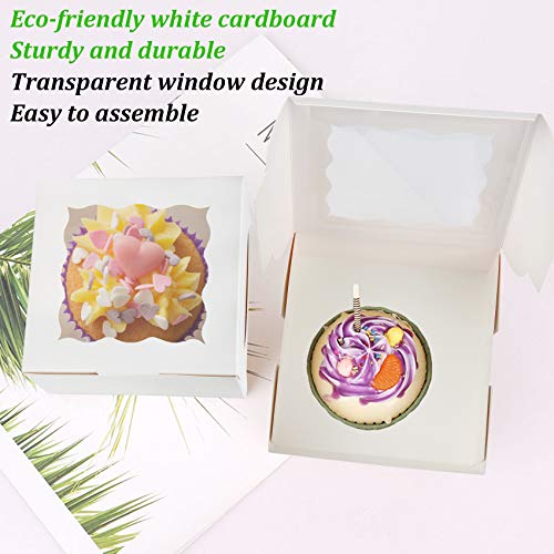 Hawhawtoys 60Pcs Bakery Boxes With Window, 6 X 6 X 3 Inches, White Cookie Boxes Pastry Boxes For Baked Goods (White) #TOP2