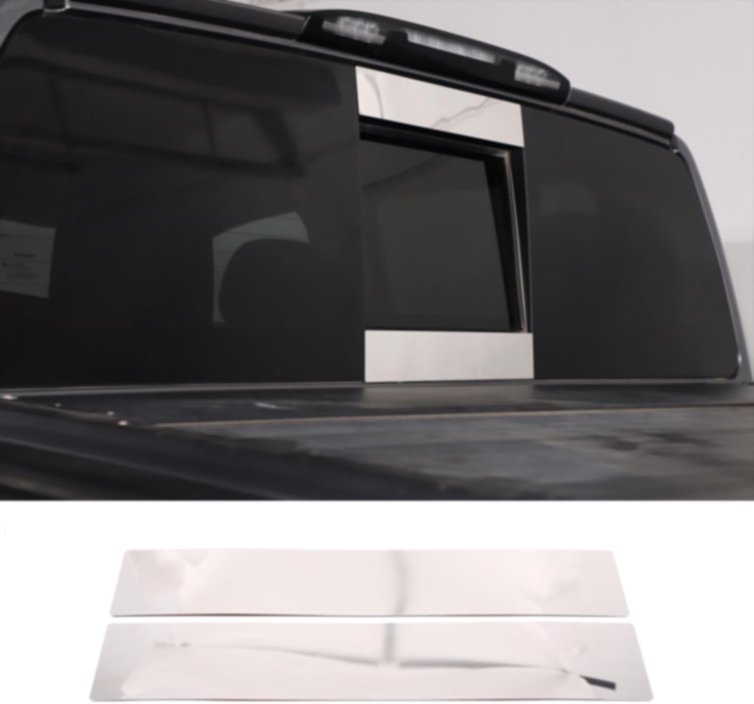 Rear Middle Window Trim Cover Compatible with Nissan Titan 2016-2023, Stainless Truck Back Middle Window Moldings Cover, Truck Rear Middle Window Decoration Accessories, 2PCS