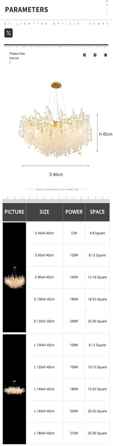 Luxury Crystal Dining Room Chandelier Light Fixture, Italian Design, Long Branch Style, E14 Bulb, L120cm, Modern Simple Crystal Light for Dining Room, Living Room, Kitchen(L160cm)
