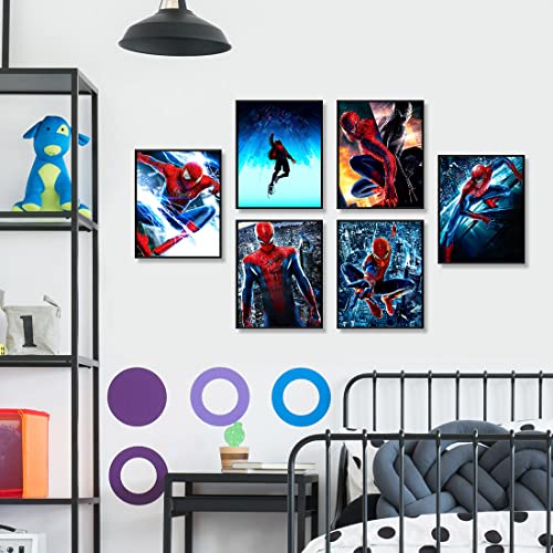 Spider Poster - Themed Art Paintings Set Of 6 8" X 10" Frameless Posters Canvas Art Posters Cartoon Posters Kids Boys Birthday Gifts Playroom Decor Art Prints Art Wall Decor Posters Home Decor #TOP6