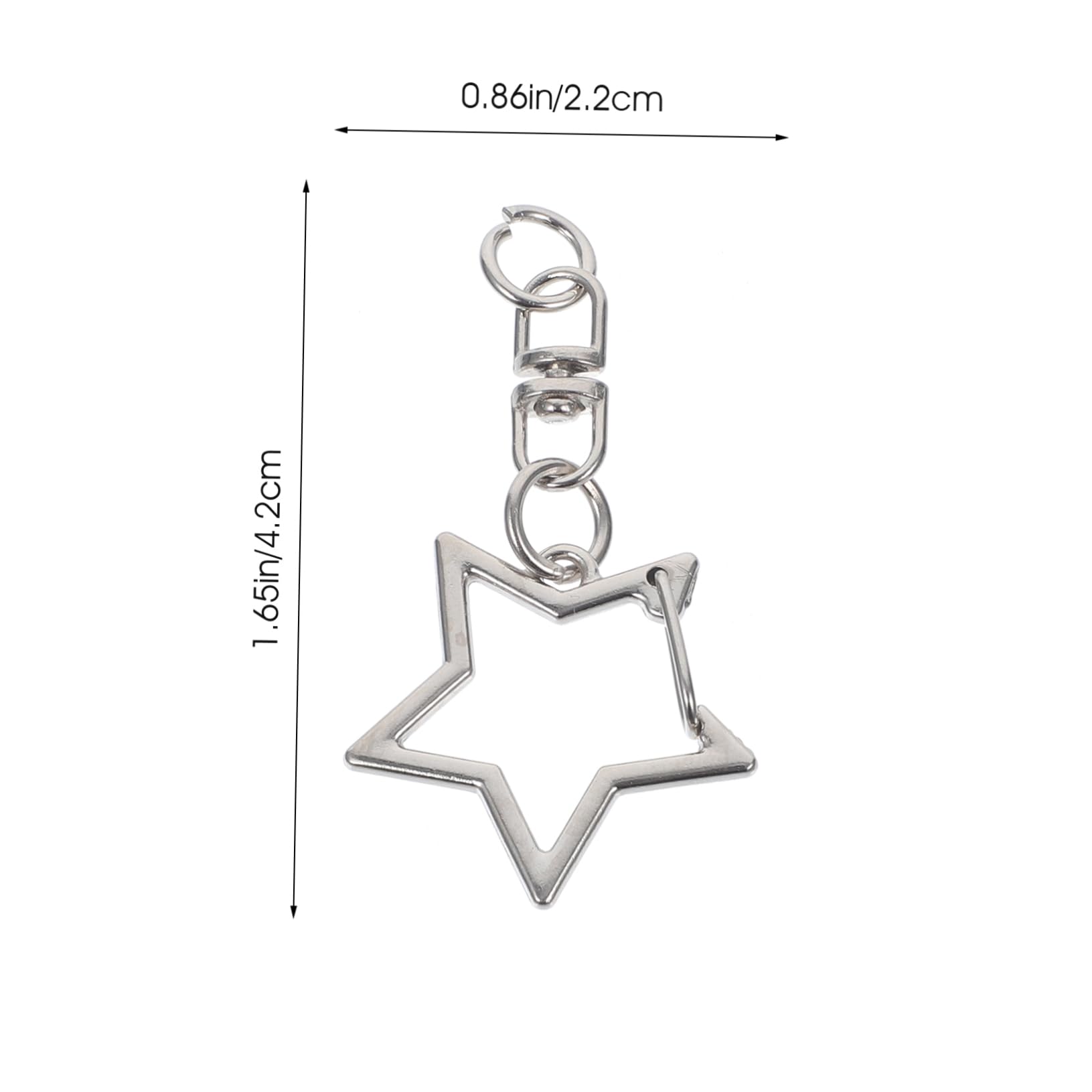 20 Portachiavi Metallici A Stella Con Moschettone - Pentagramma In Acciaio Inox Argento - Girevoli 360° Per Chiavi, Borse, Accessori Fai Da Te