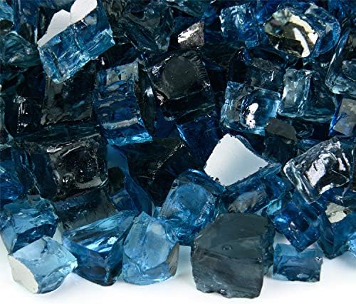 Kenai Blue - Fire Glass Blend for Indoor and Outdoor Fire Pits or Fireplaces | 10 Pounds | 1/2 Inch, Reflective