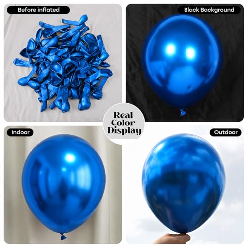 Image of Togvu Metallic Blue Balloons, 50Pack 12 Inch Chrome Blue Latex Party Balloons for Graduation Retirement Bachelorette Birthday Party Decorations Supplies