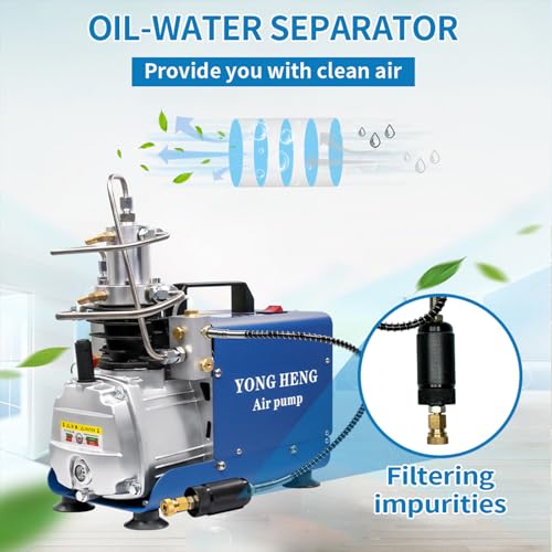 YONG HENG 4500Psi/30Mpa/ High Pressure Air Compressor Pump, LCD Display Pcp Air Compressor Pump, Auto-Stop Version with Built-in Water-Oil Separator Filter, for Filling PCP Air Rifle