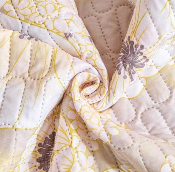 Image of HOMETHREADS Floral Cotton Chair Cover Set | Soft & Comfortable Seat Covers with Anti-Skid Non-Slip Backing + Waterproof Dining Table Cover (140x180 cm) (White Yellow, 4 Chair Covers + 1 Table Cover)