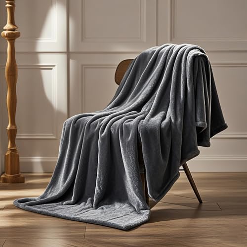STGAO Kuscheldecke Flauschig Decke Fleecedecke 60 x 120 cm Kuscheldecke Extra,Baumwollmix Weich Warm Sofaüberwurf Decke Unterstützen Sie Die Anpassung für Bett Und Couch, Dunkelgrau