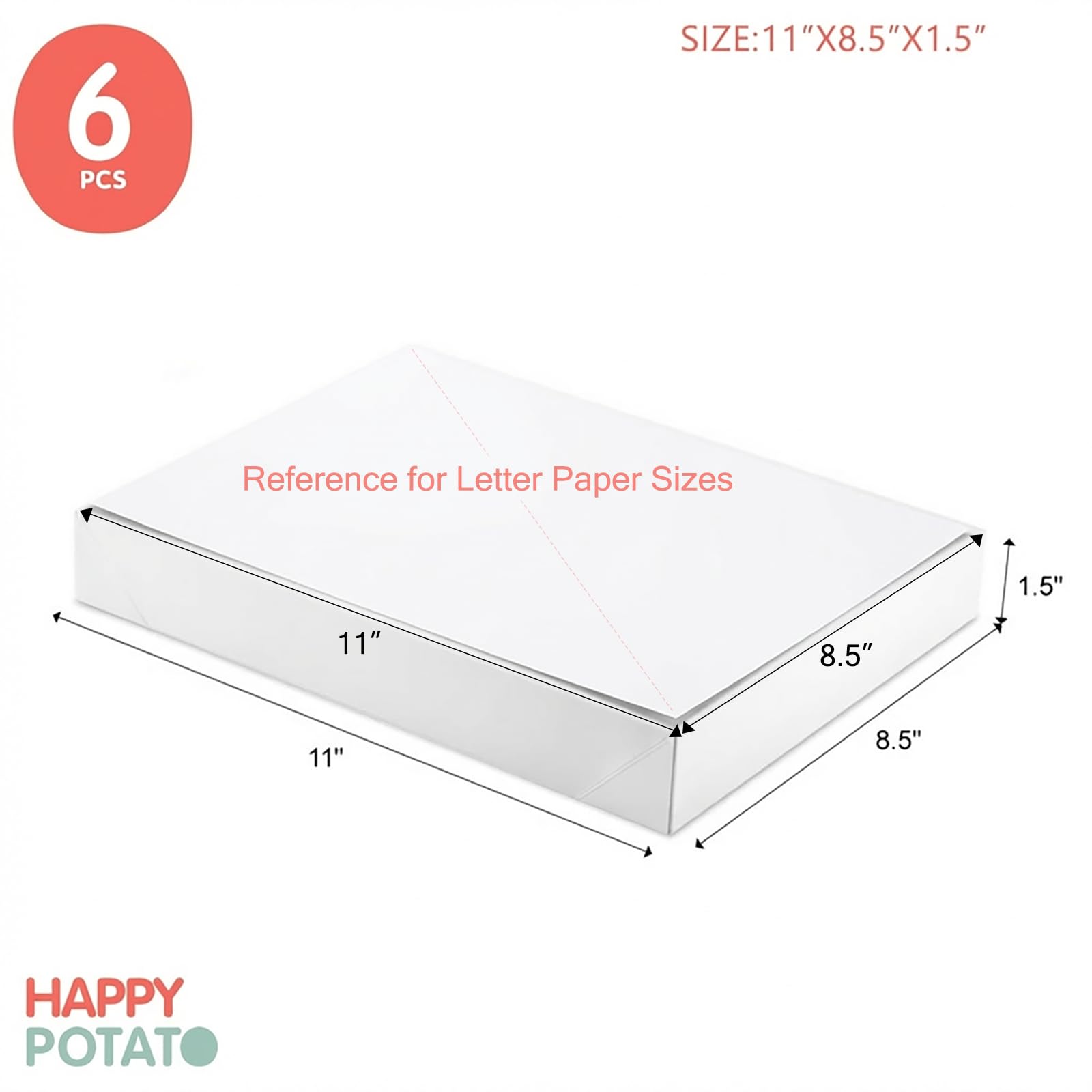 HAPPY POTATO Cajas de regalo con tapas de 11 x 8.5 x 1.5 pulgadas, cajas blancas para camisas, cajas de regalo para ropa, cajas de regalo (textura de grano blanco, paquete de 12)