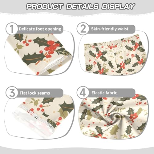 KLL Christmas Holly Berries Toddler Girl Active Leggings Casual Full Length Leg Yoga Pants Running3