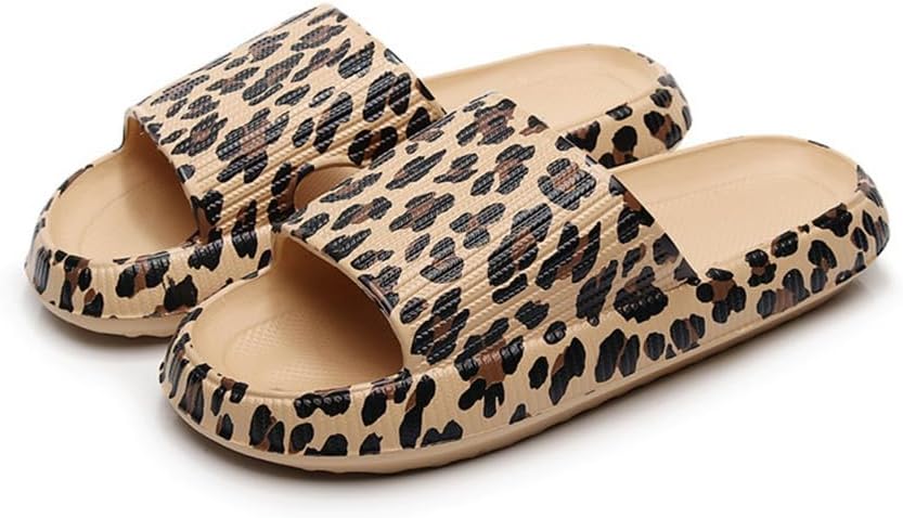 Leopard Print Cloud Slippers for Women Men Cheetah Print Pillow House Slippers Shower Sandals Quick Drying Non Slip