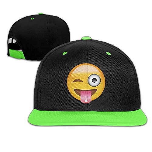 Huseki Wechat Emoji Naughty Face Kid's Adjustable Snapback Hat Baseball Caps KellyGreen