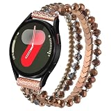 VISOOM Beaded Boho Bracelet Compatible for Samsung Galaxy Watch 7/6/5/4 40/44mm Bands/Active 2 Watch 4 Classic 42mm Band Women, 20mm Handmade Cute Elastic Crystal Beads Bracelet for Galaxy Watch 5 pro