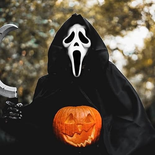 WENXIN Halloween Horror Scream Mask Knife Set,Screamer Mask,Black Gloves and Fake Bloody Knife,Ghost Face Mask for Adults,Halloween Costume Cosplay Decor Prop - Image 8