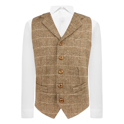 Gilet en tweed marron à chevrons haut de gamme King & Priory