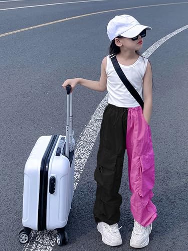 Image of Girls Cargo Pants Elastic Waist Drawstring with Pockets Pants