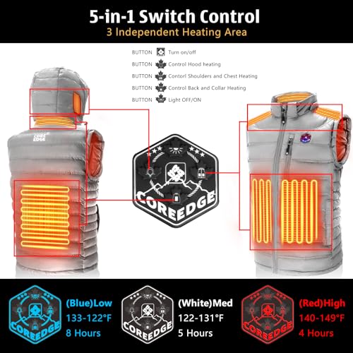 Image of Heated Vest for Men with Detachable Heated Hood, Electric Vest for Men with Battery Pack Included