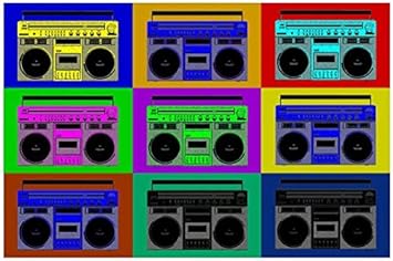 Amazon Co Jp キャラクターポスター 風景ポスター ポップアートラジカセグリッド ポスター A3サイズ 42x30cm ホーム キッチン