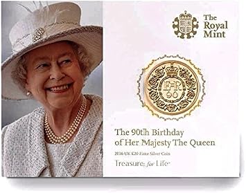 24K - Gold Plated 2016 Queen’s 90th Birthday UK £5 BUNC Coin in Royal Mint presentation folder
