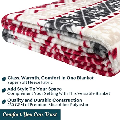 Pavilia Christmas Throw Blanket | Holiday Christmas Red Fleece Blanket | Soft, Plush, Warm Winter Cabin Throw, 50X60 (Red Snowflakes) #TOP4
