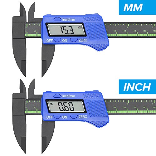 Electronic Digital Caliper Vernier Caliper, 6 inch Measuring Tools Plastic Calipers with Large LCD Screen, 0-6 Inch/0-150 mm Conversion Auto Off Featured(Blue)