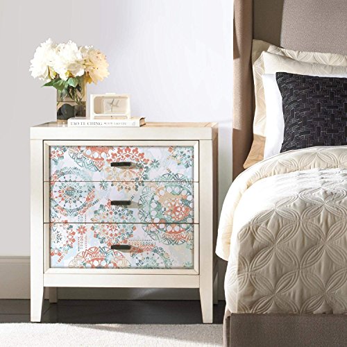 Roommates Rmk9126Wp Orange And Blue Boho Medallion Peel And Stick Wallpaper, Coral, 20.5" X 16.5 Feet #TOP2