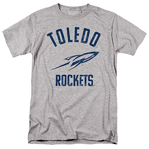 University of Toledo Official One Color Rockets Logo Unisex Adult T-Shirt, Athletic Heather, Large