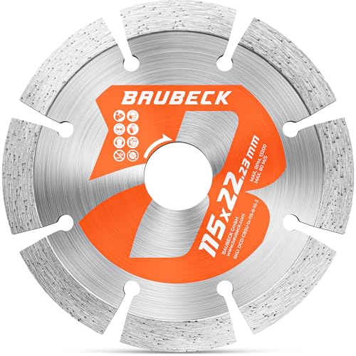 BAUBECK Diamantscheibe 115mm für Stein Beton Leistungsstark & kompatibel mit Bosch Metabo Diamant Trennscheibe 115 Diamanttrennscheibe 115 Diamant Trennscheibe 115 Stein