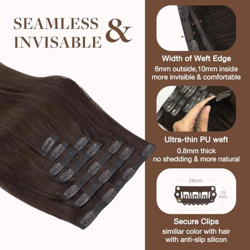 Image of GOO GOO Seamless Clip in Hair Extensions Real Human Hair Remy Extensions