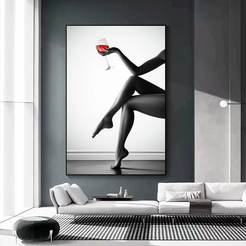 Affiche art corporel femme noir et blanc 20x30 cm toile salon