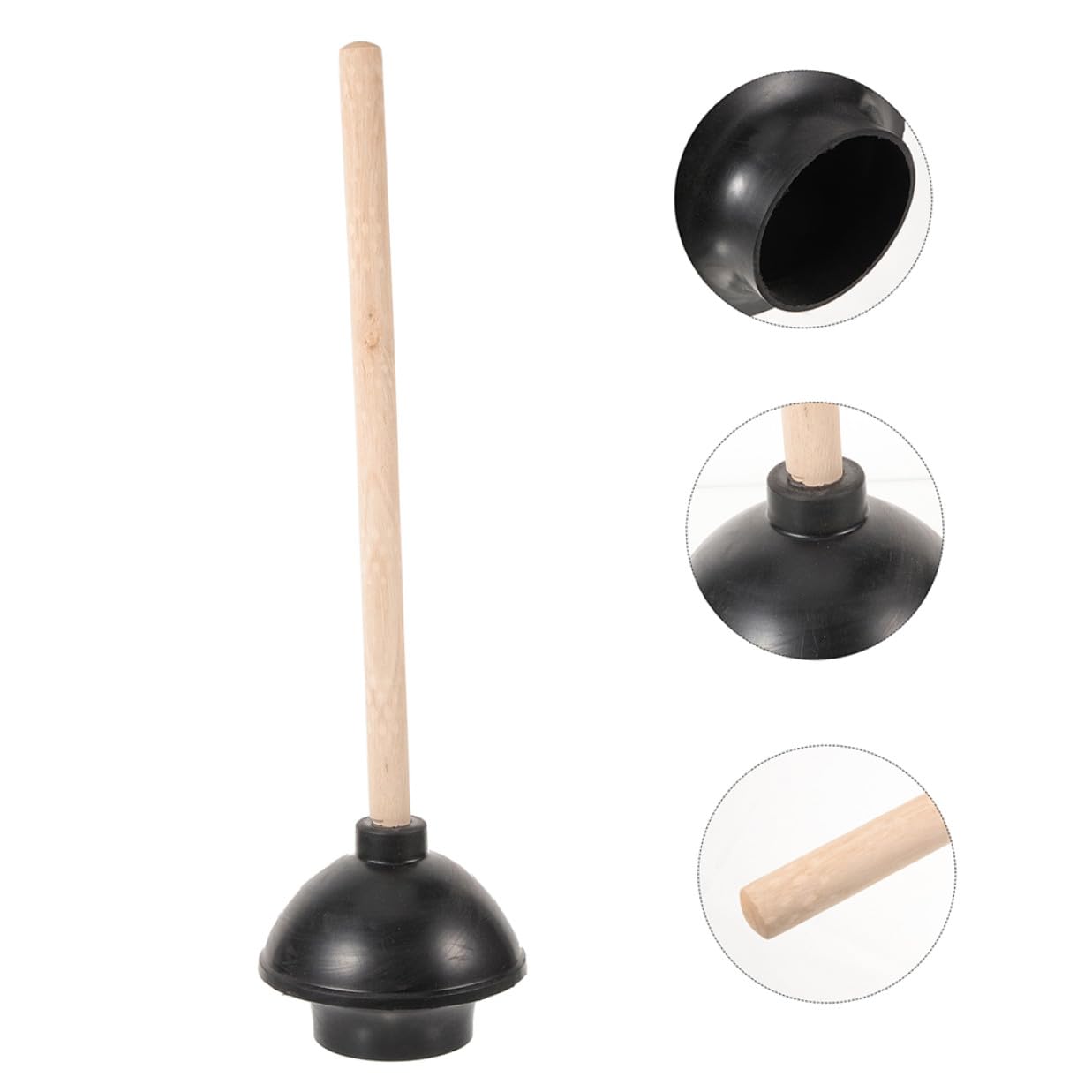 BESTYASH 2 Stück-pack Gummi Toilettenpömpel mit Holzgriff Robust und Leicht zu Reinigen gegen Verstopfte Toilette im Badezimmer und Büro