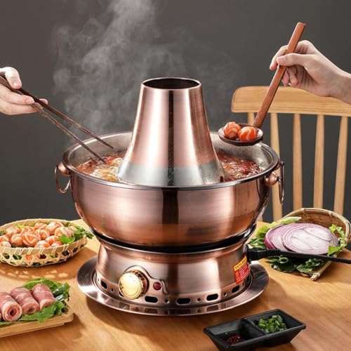 Olla tradicional para fondue Shabu cobre 36 cm dorado miniatura 2