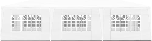 Tienda de campaña para fiestas al aire libre, 10 x 30 pulgadas, carpas blancas para fiestas, toldo resistente, refugio de cenador con 8 paredes