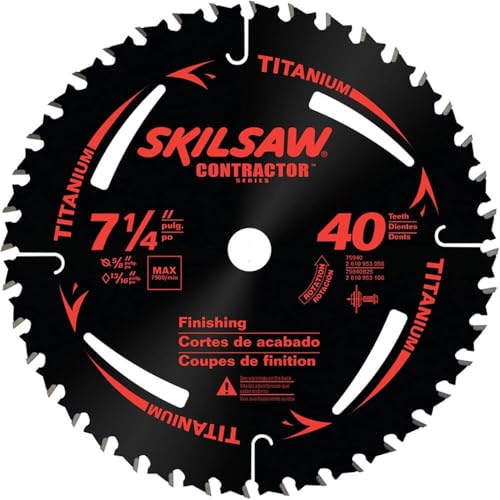 Image of SKIL 75940 Titanium 7-1 /4-Inch 40 Tooth ATB Thin Kerf Crosscutting Saw Blade with 5 /8-Inch and Diamond Knockout Arbor