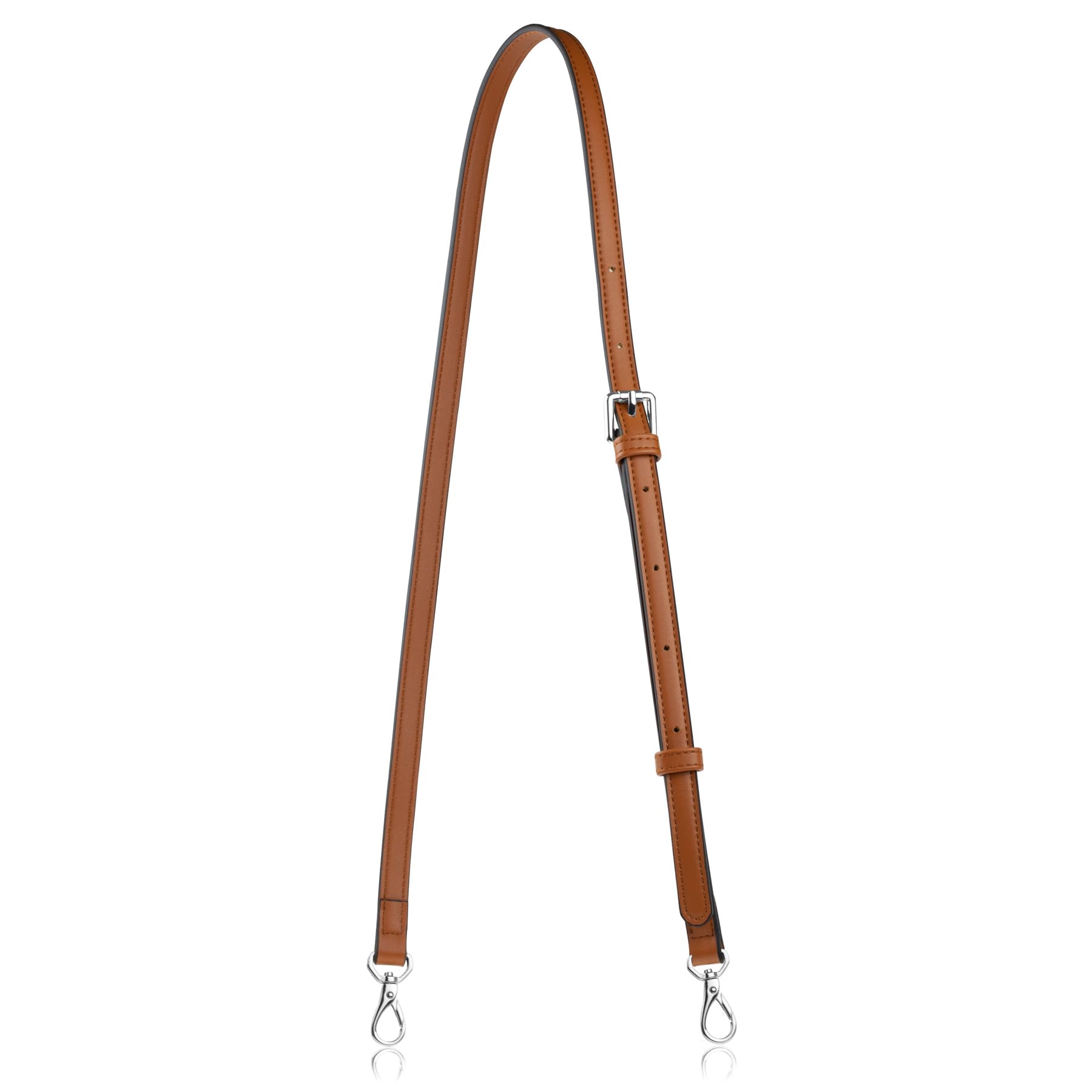 Allzedream Leather Purse Strap Replacement Crossbody Handbag Long Adjustable (Brown, Silver Hardware)