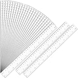 32 Pack Clear Ruler 12 Inch Bulk with Centimeters and Millimeters, Metric Rulers Measuring Drawing Tool for Kids, Ideal Back to School Office Home Supplies